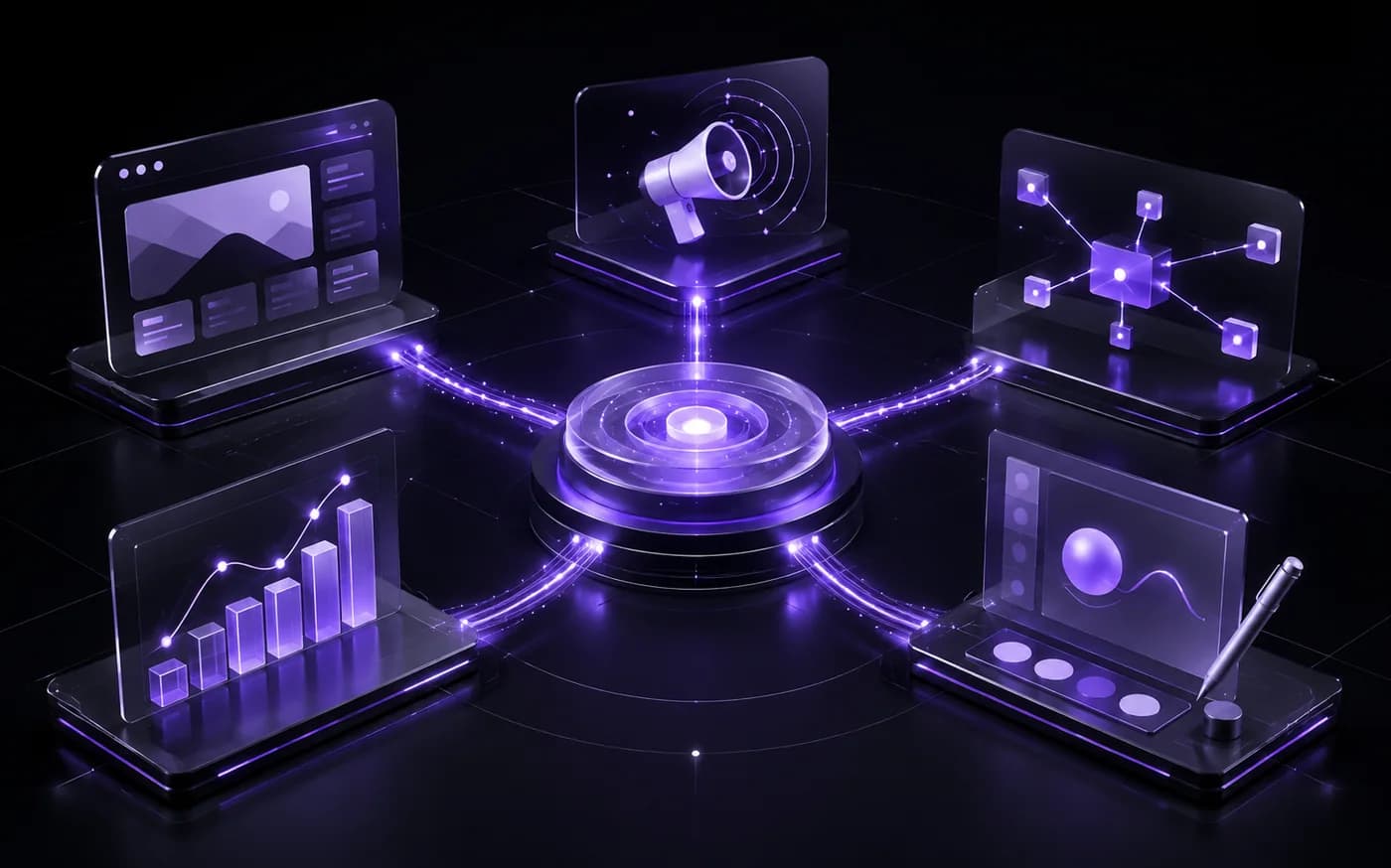 Connected website, marketing, automation, analytics, and creative systems