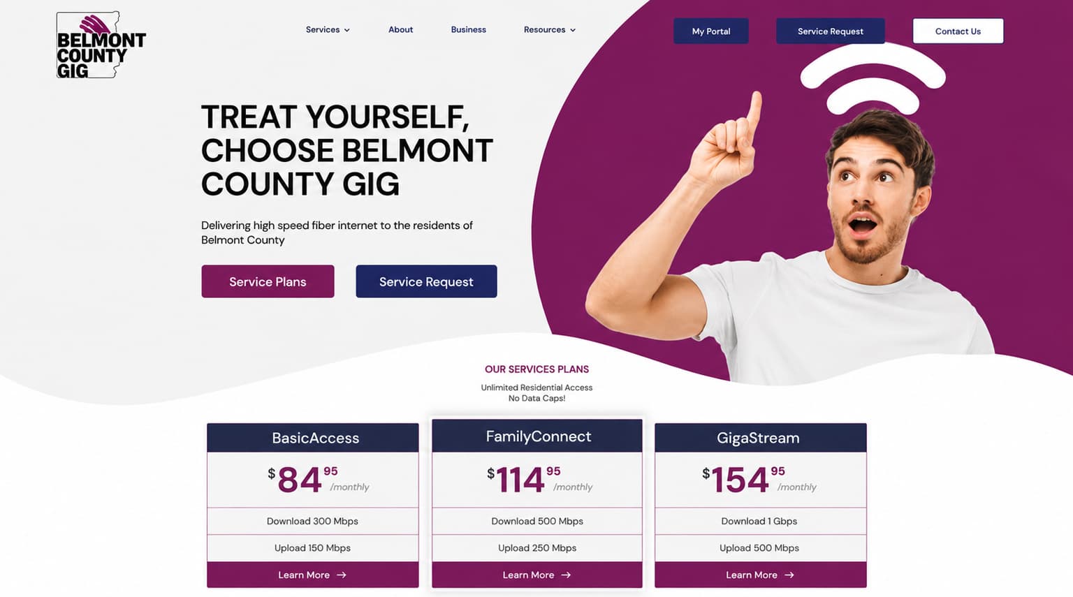 Belmont County Gig Website Desktop Screenshot