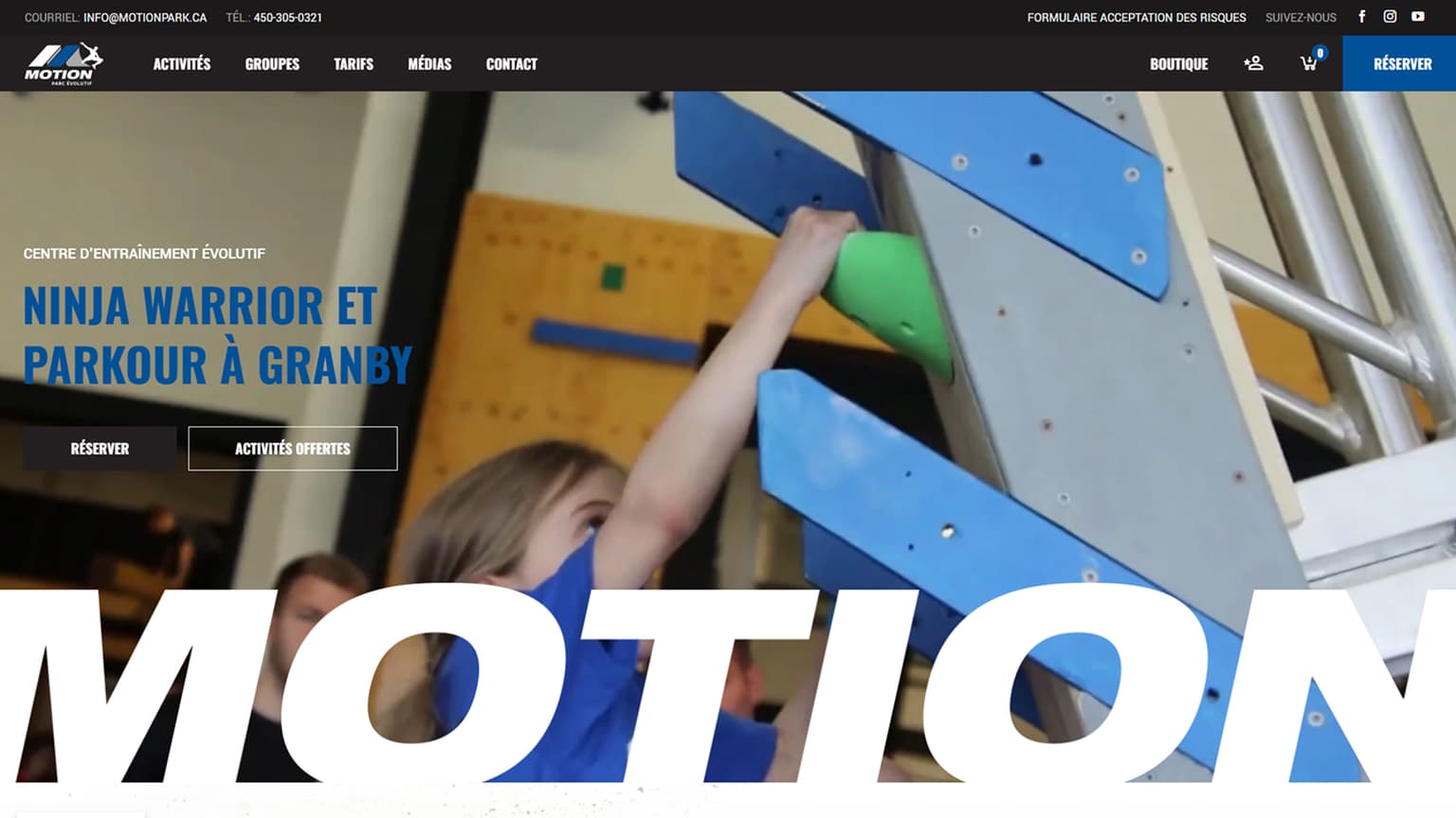 Motion Park Website Desktop Screenshot