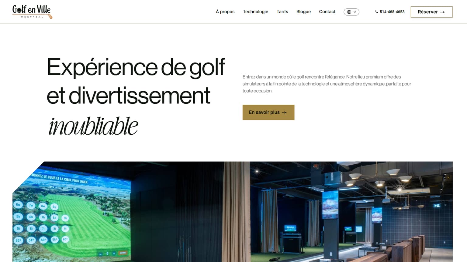 Golf en Ville Mtl Website Desktop Screenshot