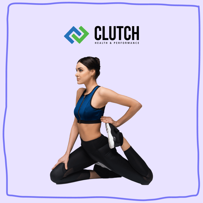 The Clutch logo with a stretching person