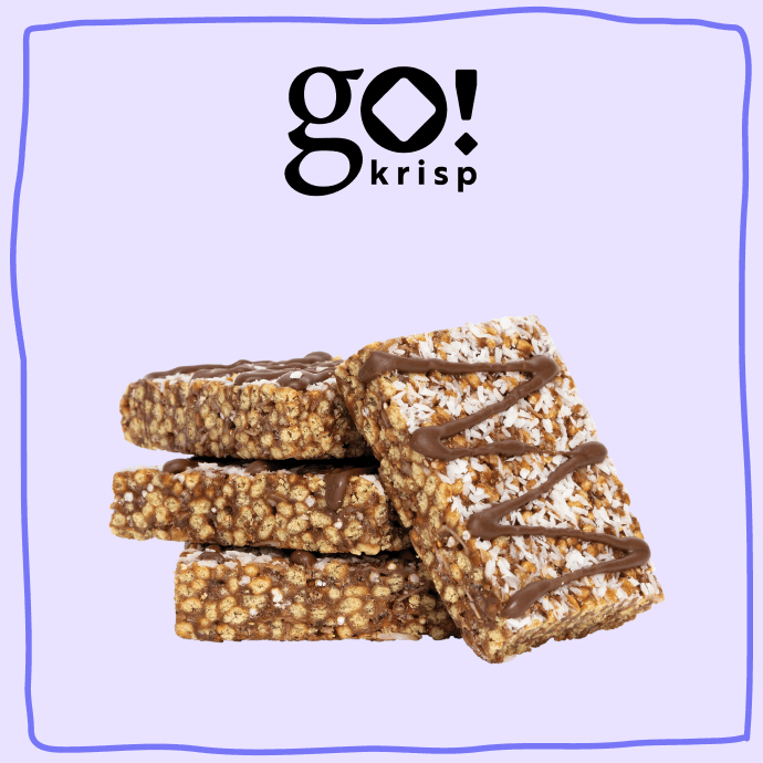 The GoKrisp! logo with the image of these bars
