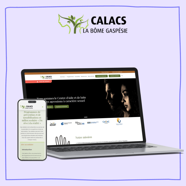 Mockup du site de CALACS avec logo FR