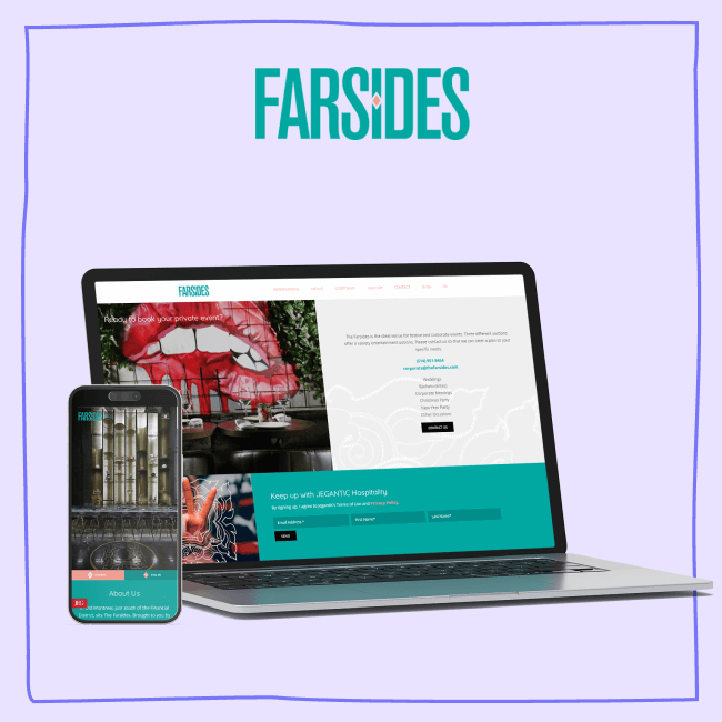 Farsides website mockup with logo EN
