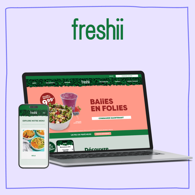 Mockup du site de Freshii avec logo FR