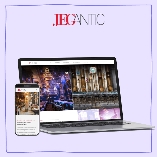 Mockup du site de Jegantic avec logo FR