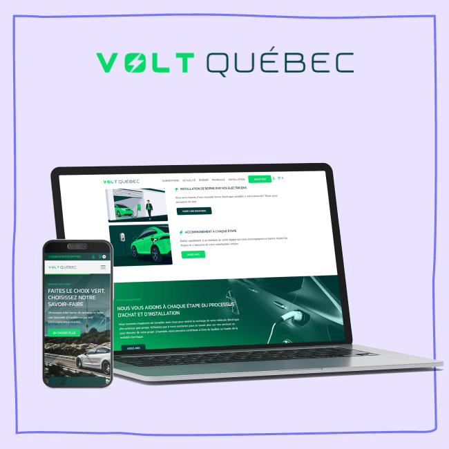 Volt Québec website mockup with logo FR