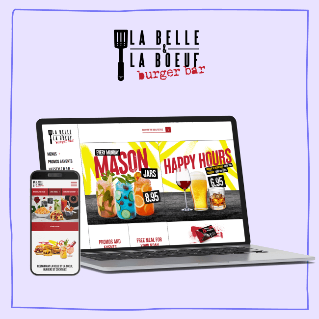 La belle & la boeuf website mockup with logo EN