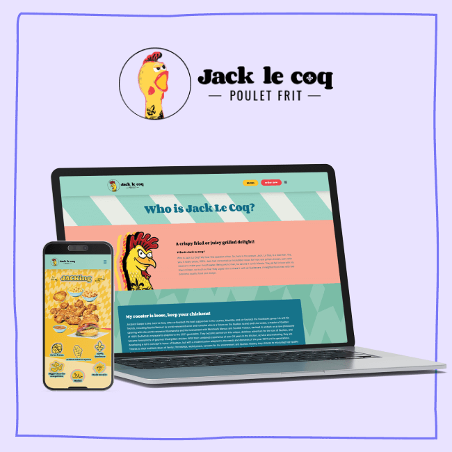 Jack le coq website mockup with logo EN